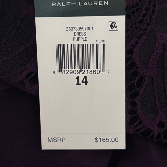 Ralph Lauren | Deep Purple Lace Long Sleeve Dress with bell sleeves - Picture 10 of 14
